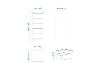 Modern 45cm 5 Drawer Aussie Made Choice of Colours
