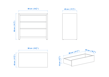 Modern 90cm 3 Drawer Aussie Made Choice of Colours