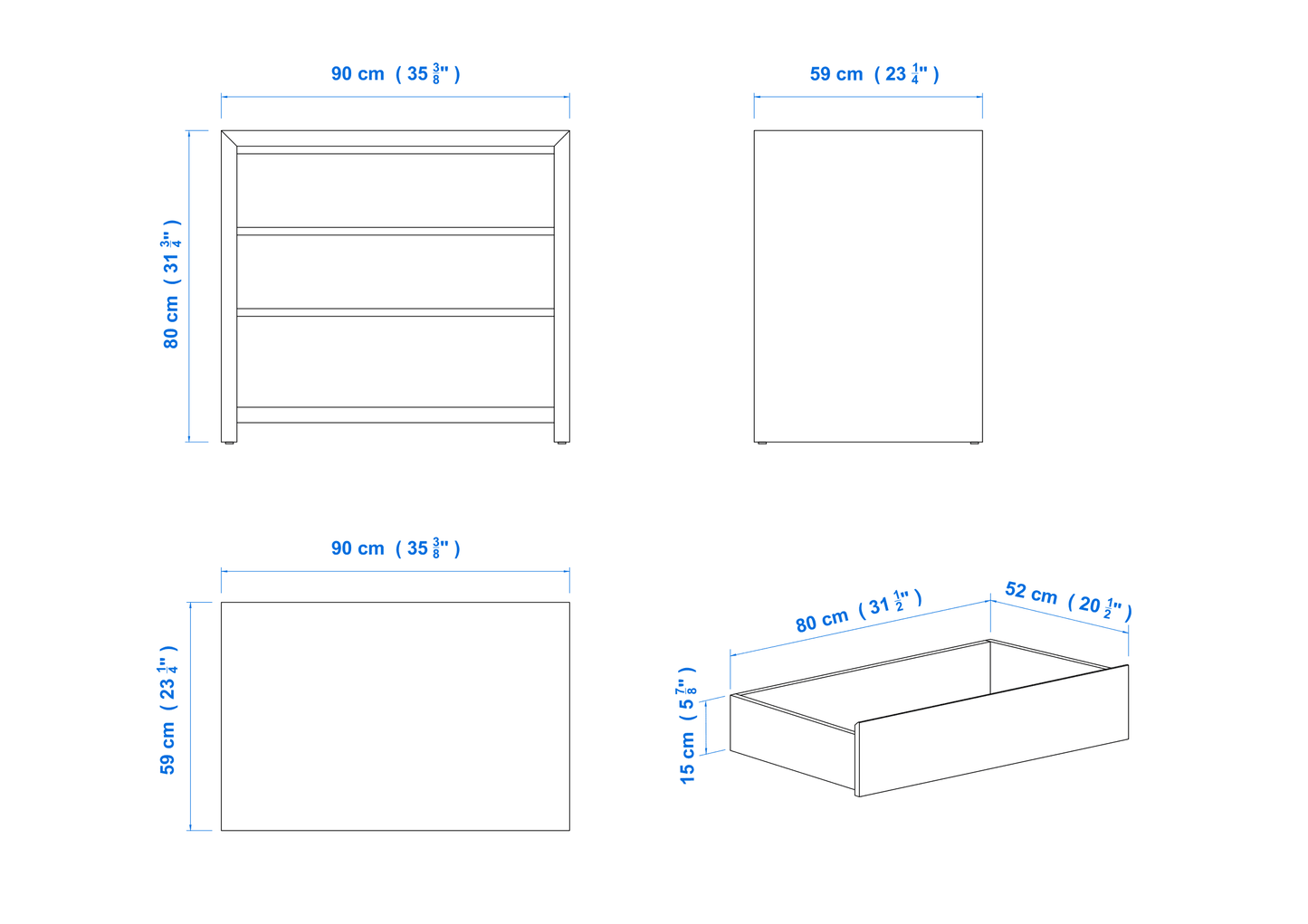 Modern 90cm 3 Drawer EXTRA DEEP Aussie Made Choice of Colours