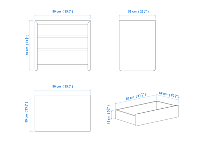 Modern 90cm 3 Drawer EXTRA DEEP Aussie Made Choice of Colours