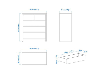 Modern 90cm 5 Drawer Aussie Made Choice of Colours