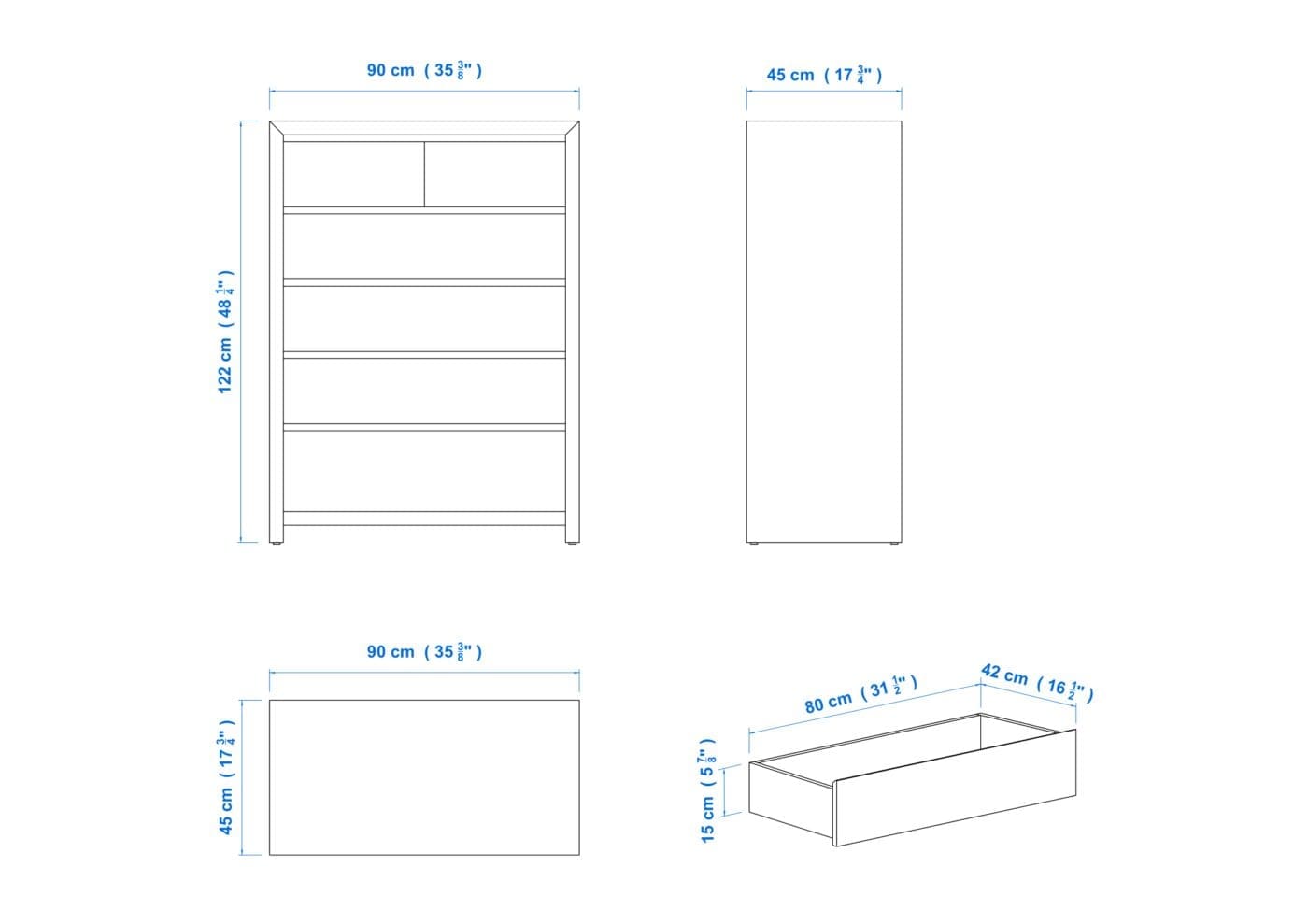 Modern 90cm 6 Drawer Aussie Made Choice of Colours