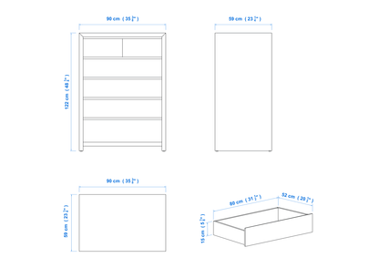 Modern 90cm 6 Drawer EXTRA DEEP Aussie Made Choice of Colours