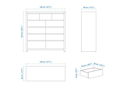 Modern 120cm 11 Drawer Aussie Made Choice of Colours