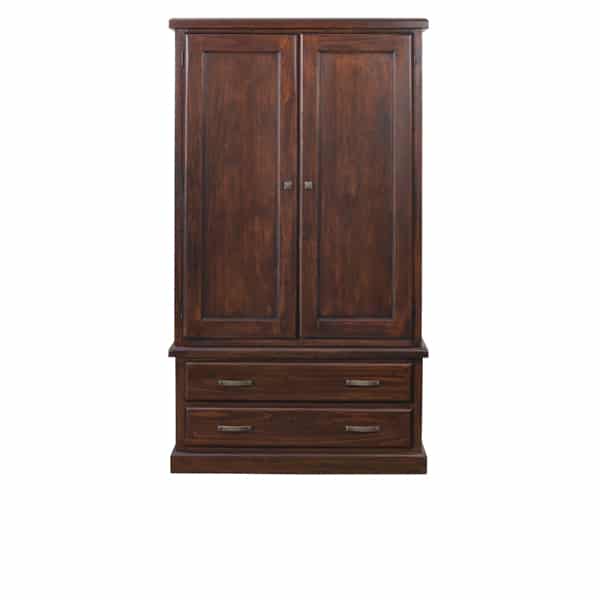 Caribbean 2 Door 2 Drawer Hanging Wardrobe – Rustic Distressed Finish