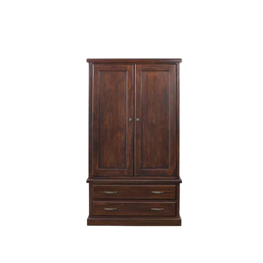 Caribbean 2 Door 2 Drawer Hanging Wardrobe – Rustic Distressed Finish