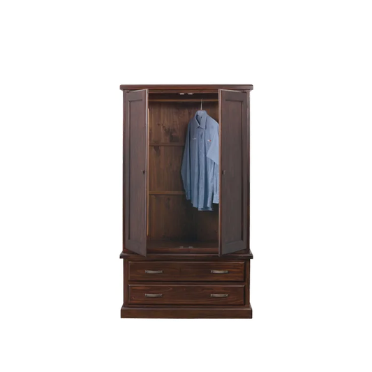 Caribbean 2 Door 2 Drawer Hanging Wardrobe – Rustic Distressed Finish