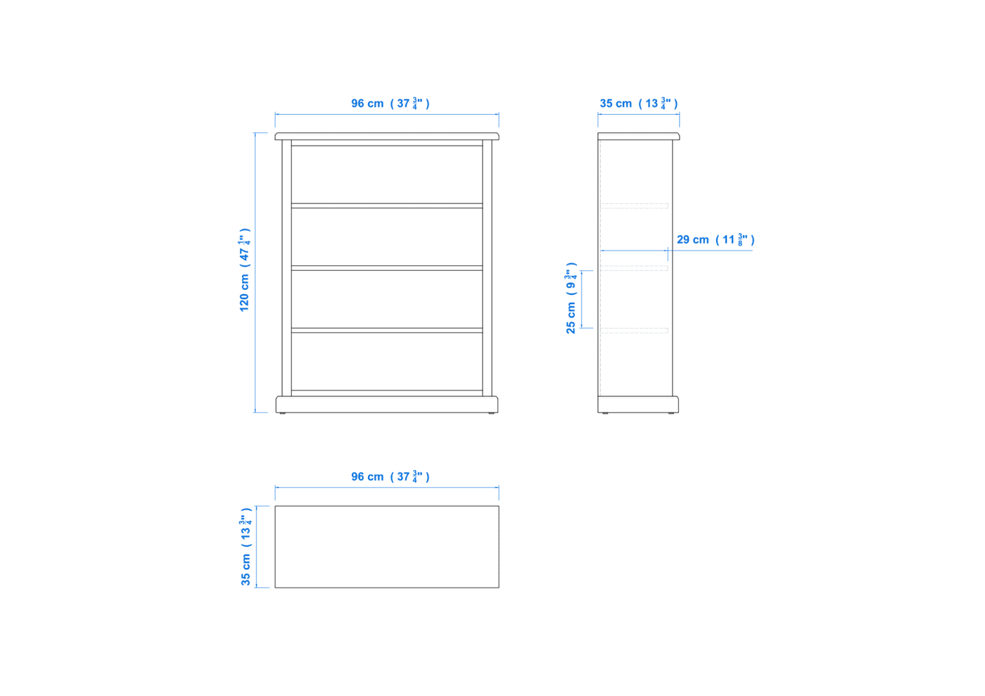 Heritage Timber Bookcase (4×3) H120xW96xD35cm – Aussie Made Choice of Colours