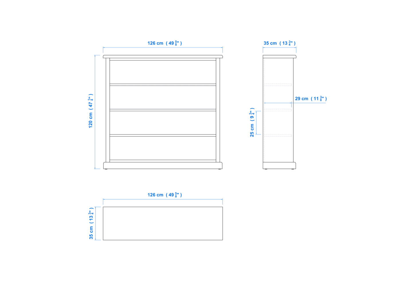 Heritage Timber Bookcase (4×4) H120xW126xD35cm – Aussie Made Choice of Colours