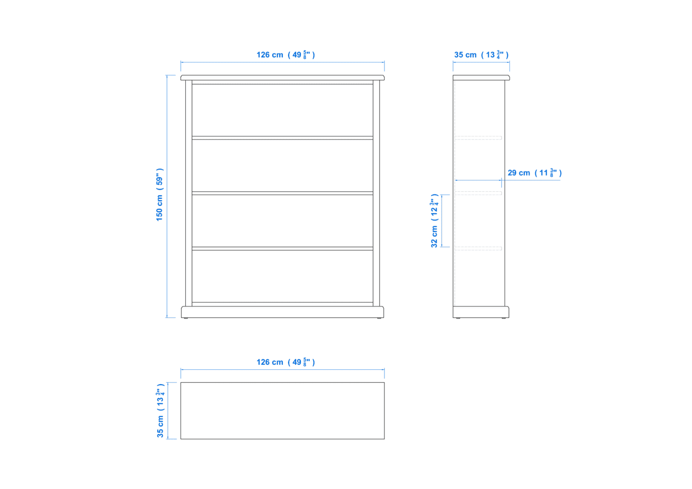 Heritage Timber Bookcase (5×4) H150xW126xD35cm – Aussie Made Choice of Colours
