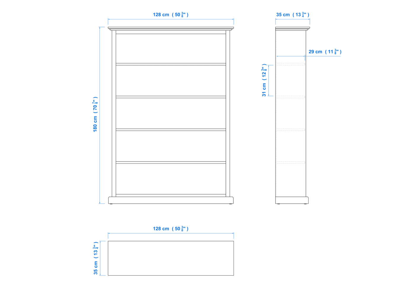 Heritage Timber Bookcase (6×4) H180xW128xD35cm – Aussie Made Choice of Colours