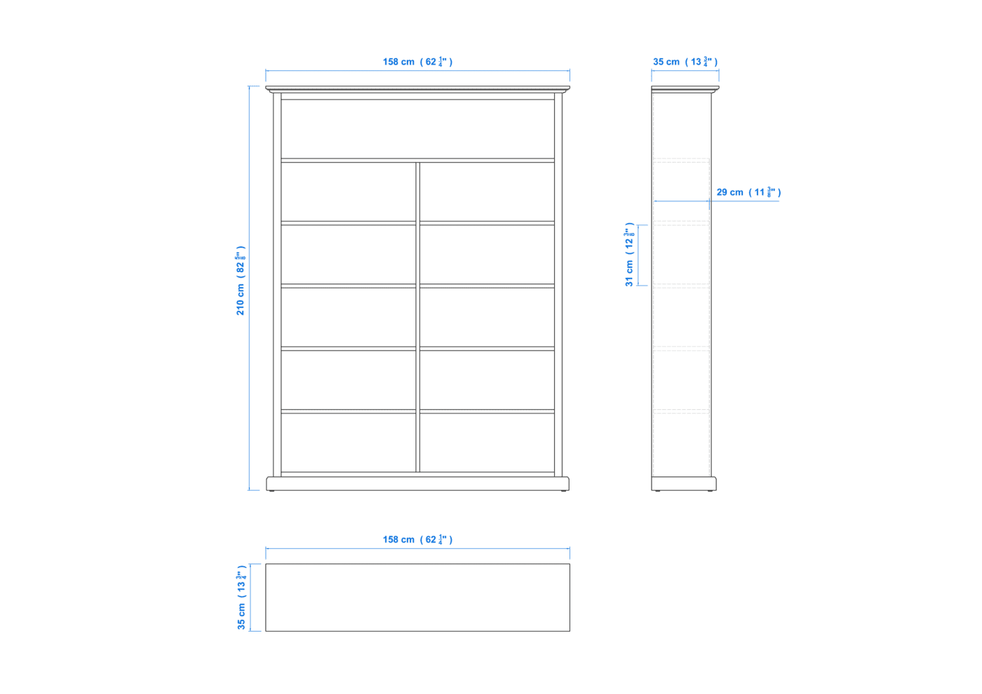 Heritage Timber Bookcase (7×5) H210xW158xD35cm – Aussie Made Choice of Colours