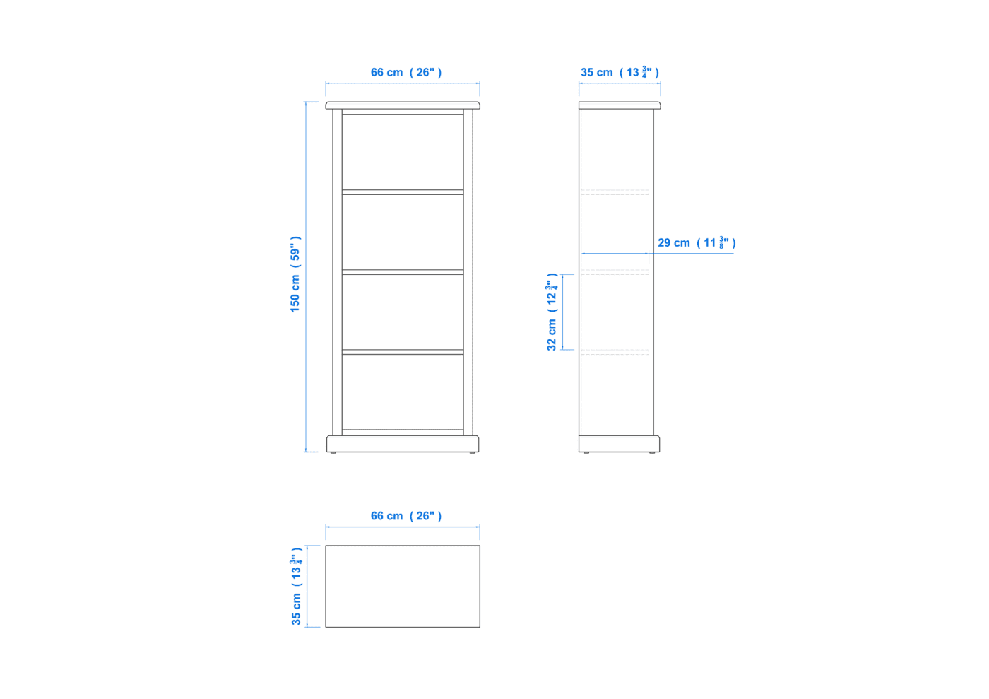 Heritage Timber Bookcase (5×2) H150xW66xD35cm – Aussie Made Choice of Colours