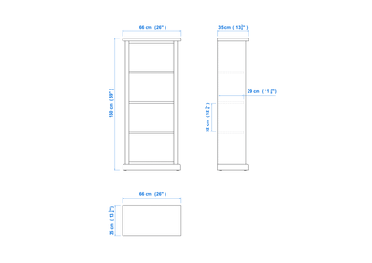 Heritage Timber Bookcase (5×2) H150xW66xD35cm – Aussie Made Choice of Colours
