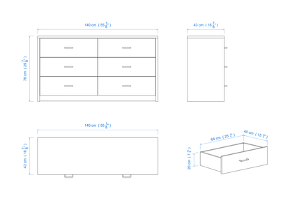 Nook 6 Drawer Dresser and Mirror
