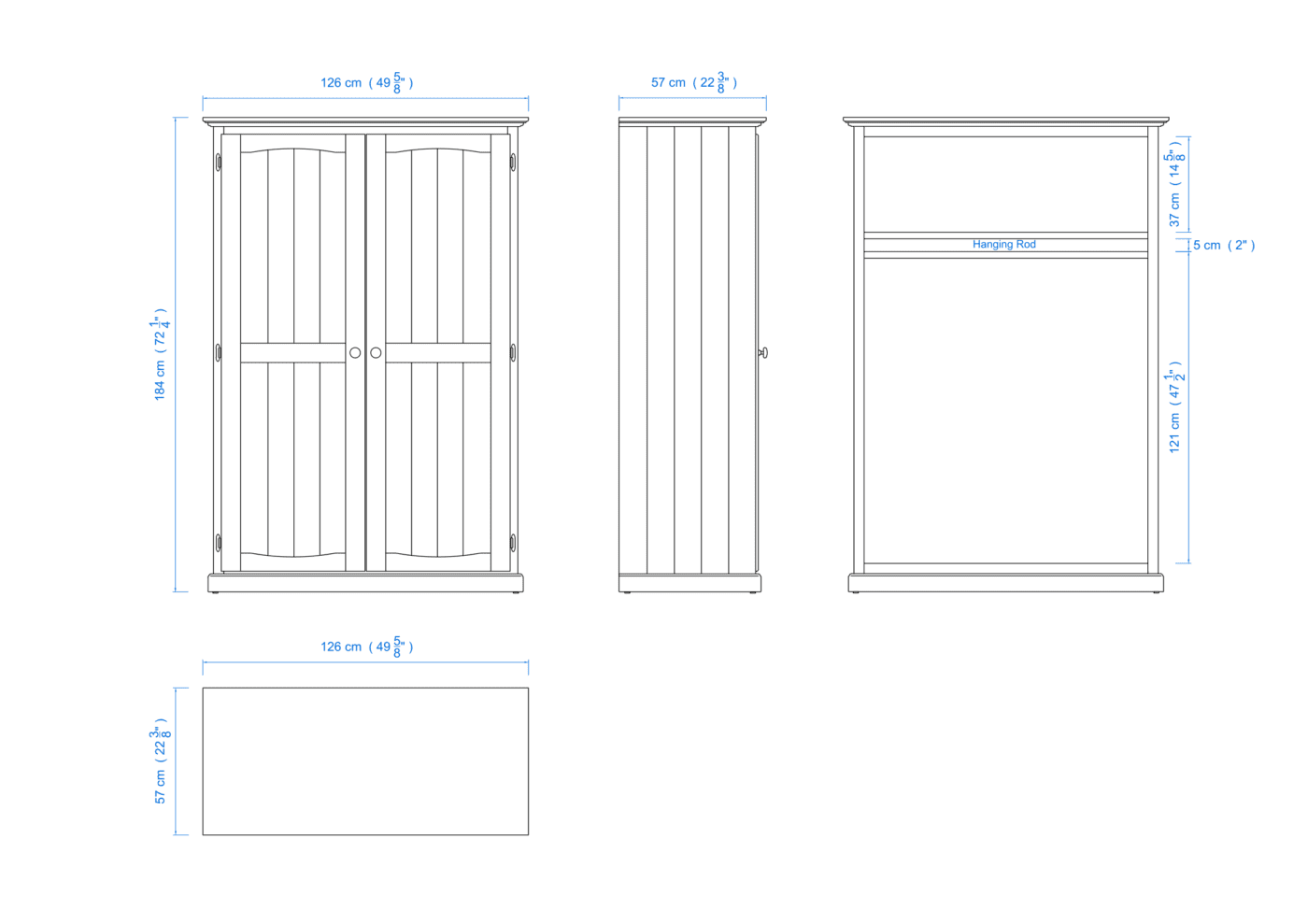 120cm All Hanging Wardrobe – Aussie Made Choice of Colours