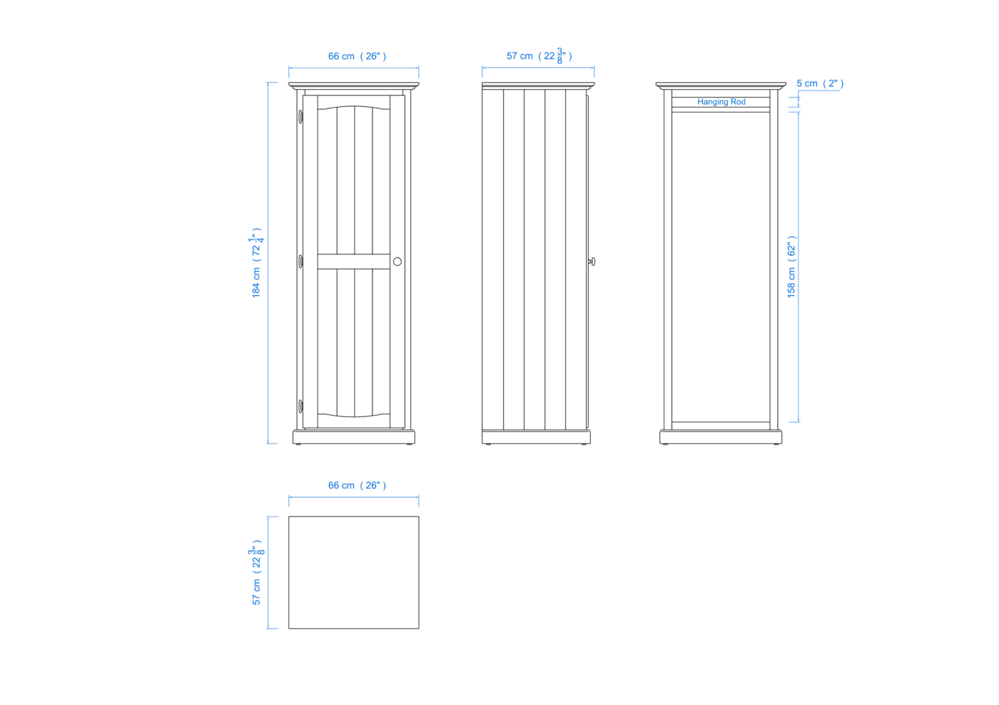 60cm All Hanging Wardrobe – Aussie Made Choice of Colours