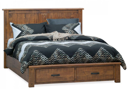 Longyard – Rustic Solid Timber with Aged Barley Finish and Two Spacious Storage Drawers
