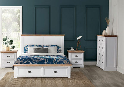 Paddington Bed with Drawers – Acacia Timber with Coastal Style