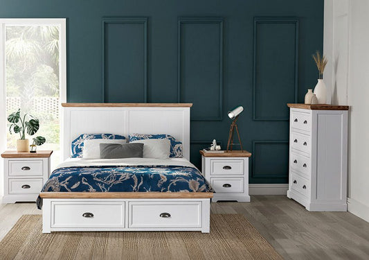 Paddington Bed with Drawers – Acacia Timber with Coastal Style