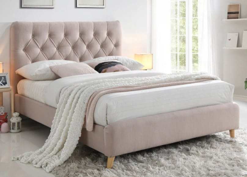 Ravello Dusty Pink Upholstered Bed – Elegant and Luxurious Double Bed