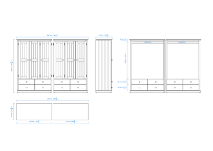 Heritage Timber Wardrobe 250cm 6 Door 8 Drawer Robe All Hanging – Aussie Made Choice of Colours