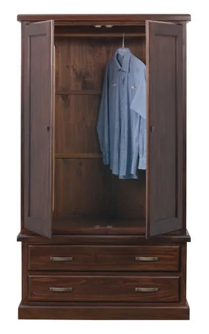 Caribbean 2 Door 2 Drawer Hanging Wardrobe – Rustic Distressed Finish