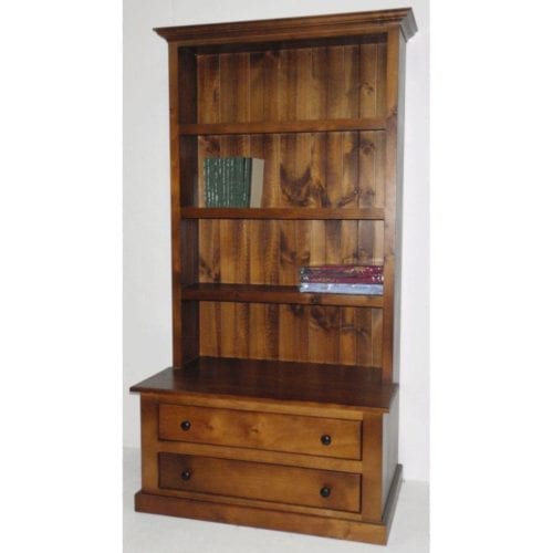 Colonial Bookcase Combo With 2 Drawers_Timber Bookcase