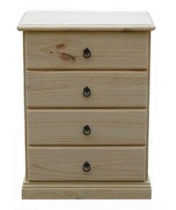 Savannah 4 Drawer Bedside 600mm RAW_Chests Timber