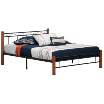 Addo Bed Frame – Premium Timber with Unique Panel Design and Metal Slat System