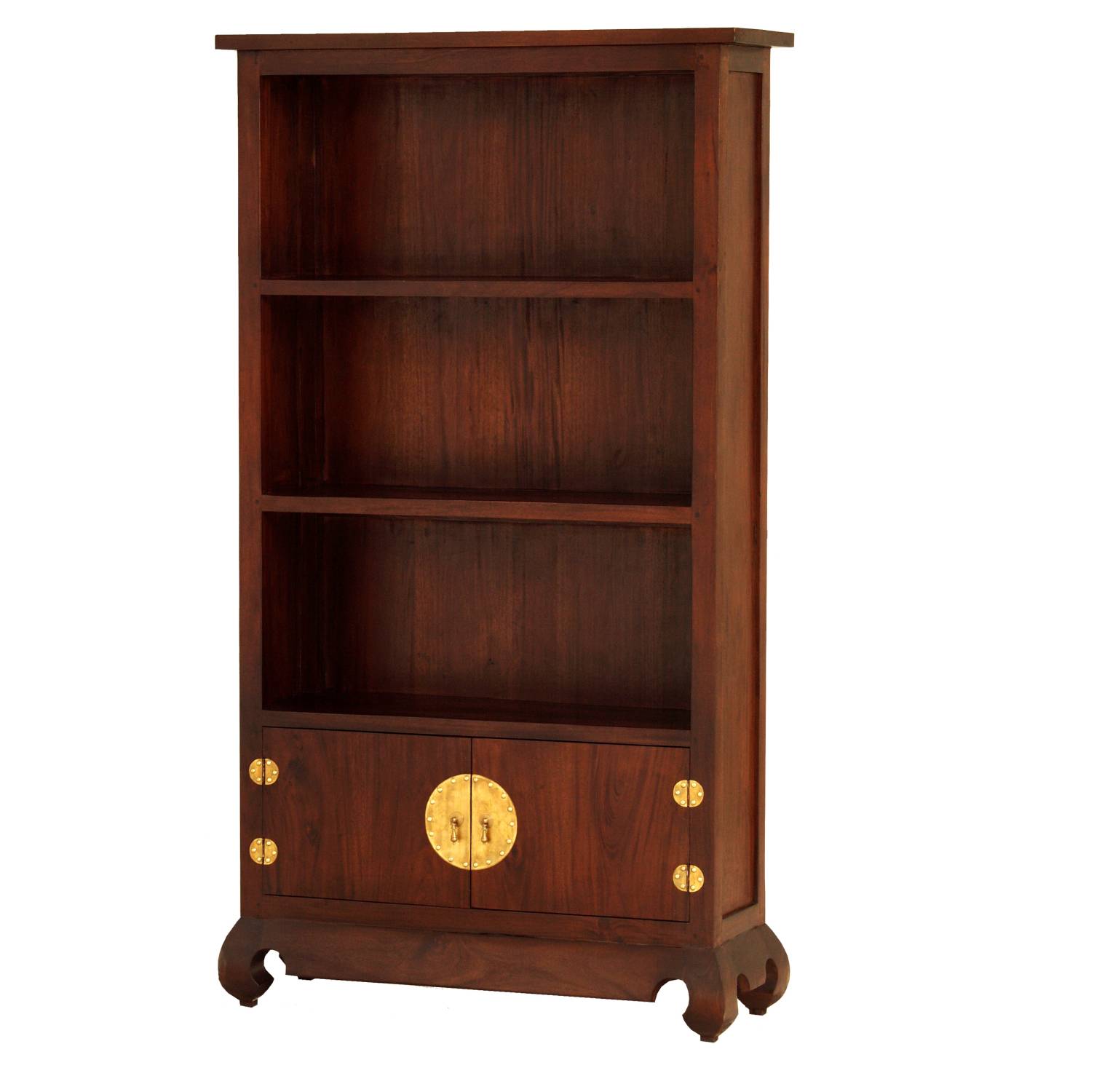 Oriental Chinese Leg Bookcase 2 door One Stop Pine