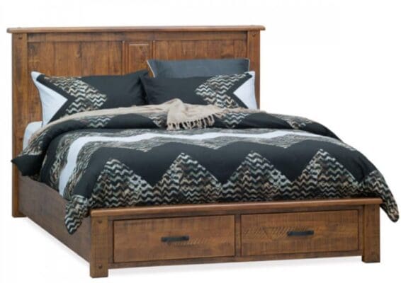 Longyard – Rustic Solid Timber with Aged Barley Finish and Two Spacious Storage Drawers