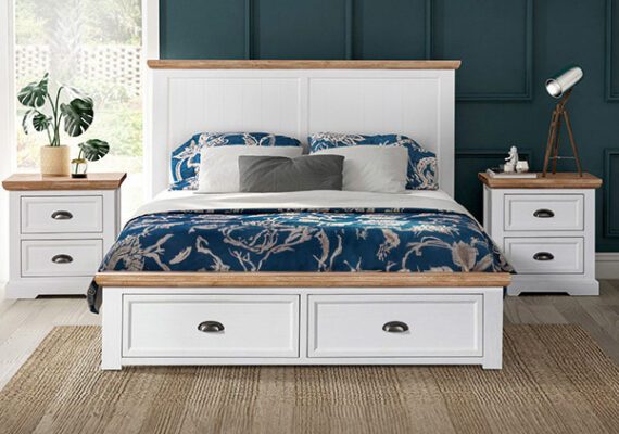 Paddington Bed with Drawers – Acacia Timber with Coastal Style