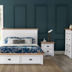 Alternative view of Paddington Bed with Drawers – Acacia Timber with Coastal Style