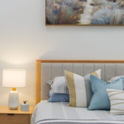 Alternative view of Yarra Bed Frame – Solid Ash Timber with Upholstered Headboard